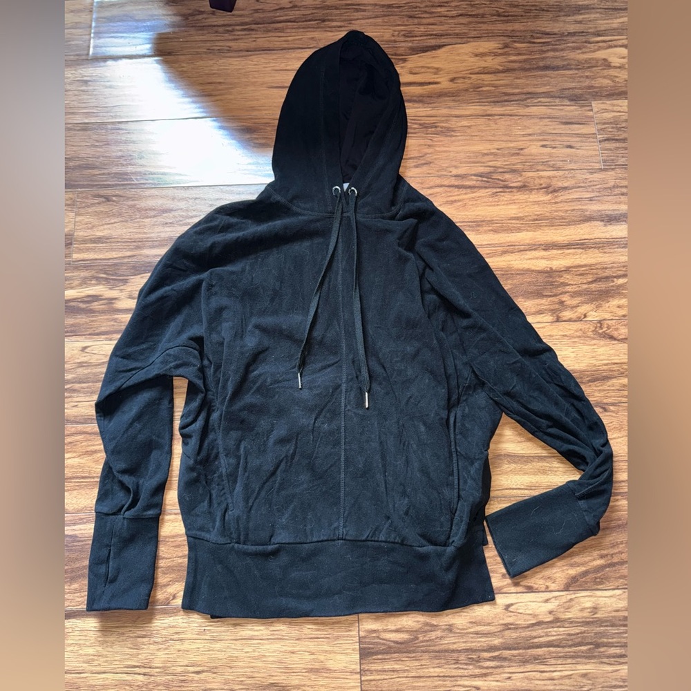 SWEATY BETTY BLACK LUXE PULLOVER SPLIT HOODIE SIZE MEDIUM